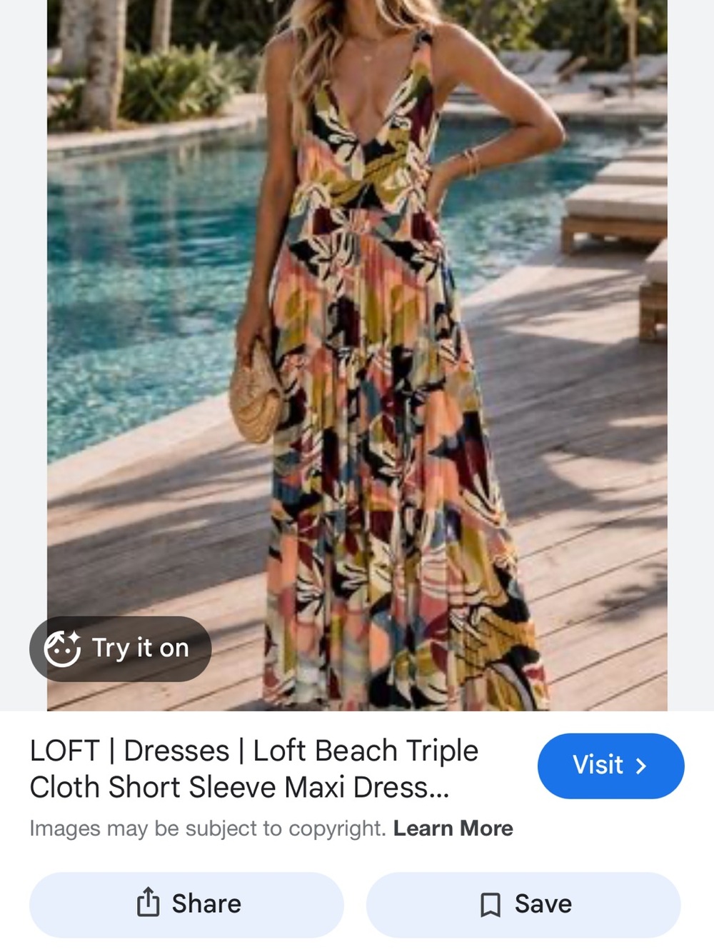 LOFT Beach Floral Print V‑Neck Tiered Maxi Dress